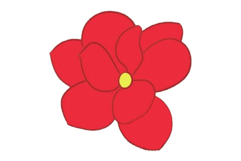 紅色的玉蘭花簡筆畫教程