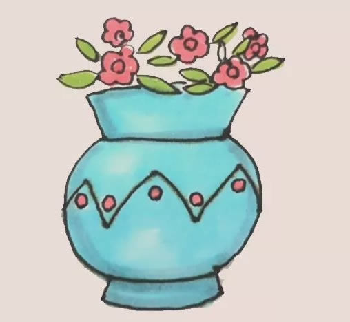 花瓶里的小花簡(jiǎn)筆畫教程