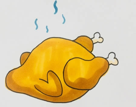 香氣撲鼻的烤雞簡(jiǎn)筆畫(huà)