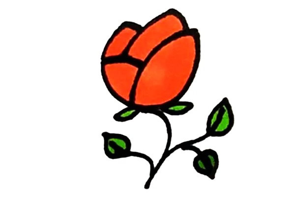 簡單涂色的玫瑰花怎么畫