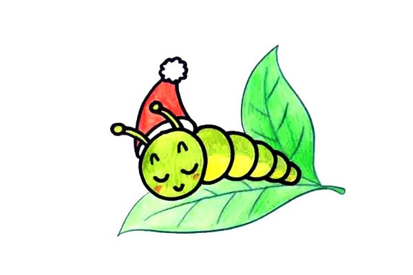 在樹葉上睡覺的毛毛蟲簡筆畫 在樹葉上睡覺的毛毛蟲簡筆畫