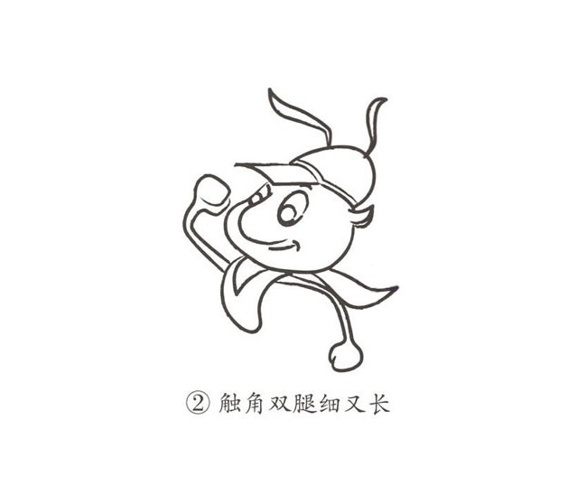 帶顏色的卡通螞蟻簡筆畫