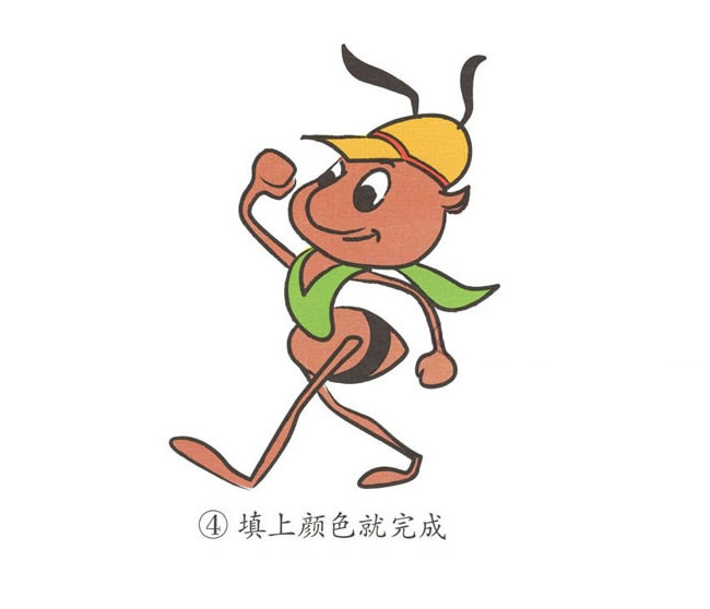 帶顏色的卡通螞蟻簡筆畫