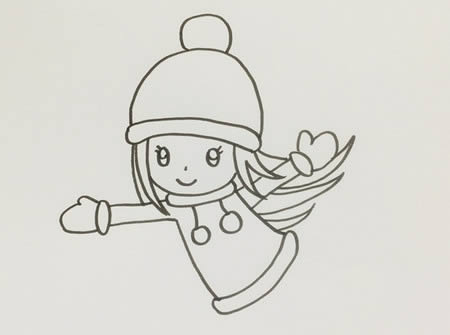 滑冰的小女孩簡筆畫