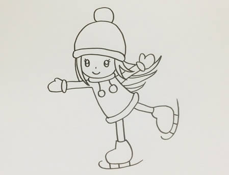 滑冰的小女孩簡筆畫