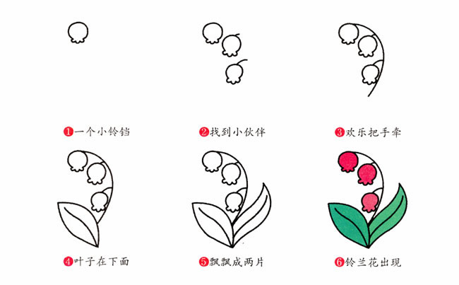 帶顏色的鈴蘭花簡筆畫教程