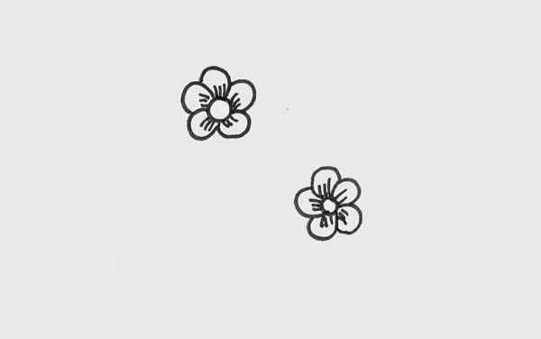 樹(shù)枝上漂亮的梅花簡(jiǎn)筆畫(huà)