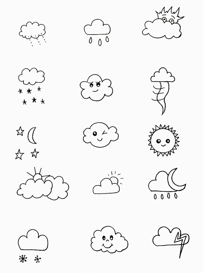 各種天氣符號(hào)簡(jiǎn)筆畫