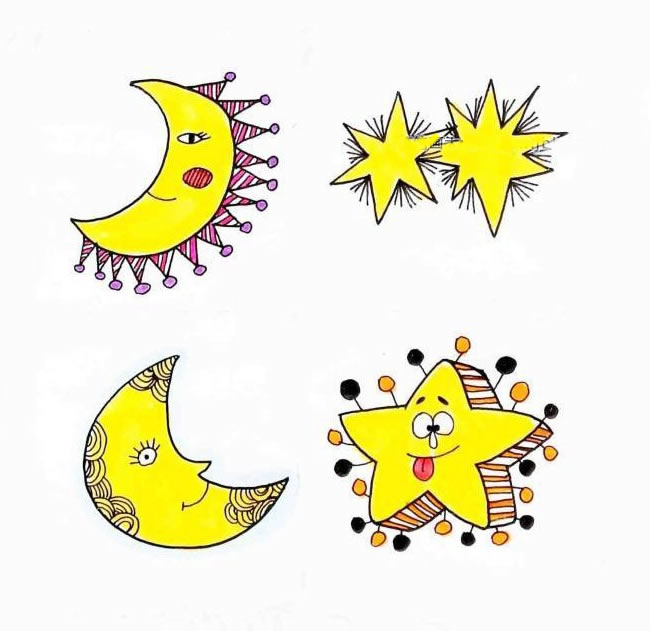 卡通星星和月亮的簡筆