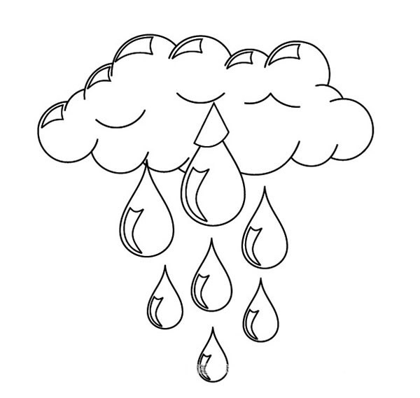 下大雨的云朵和雨滴簡筆畫
