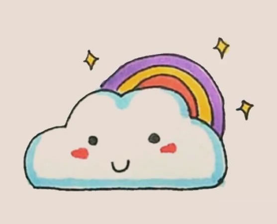 彩虹云朵簡筆畫