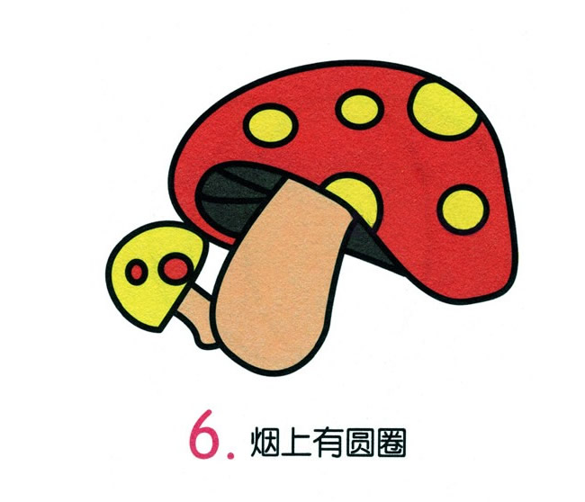 一大一小兩個蘑菇的簡筆畫