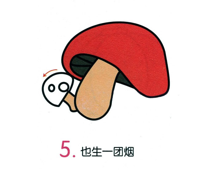 一大一小兩個蘑菇的簡筆畫
