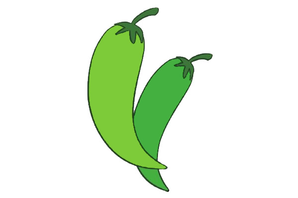 綠色的尖椒簡(jiǎn)筆畫
