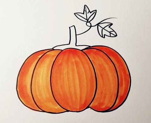 又大又紅的南瓜簡筆畫